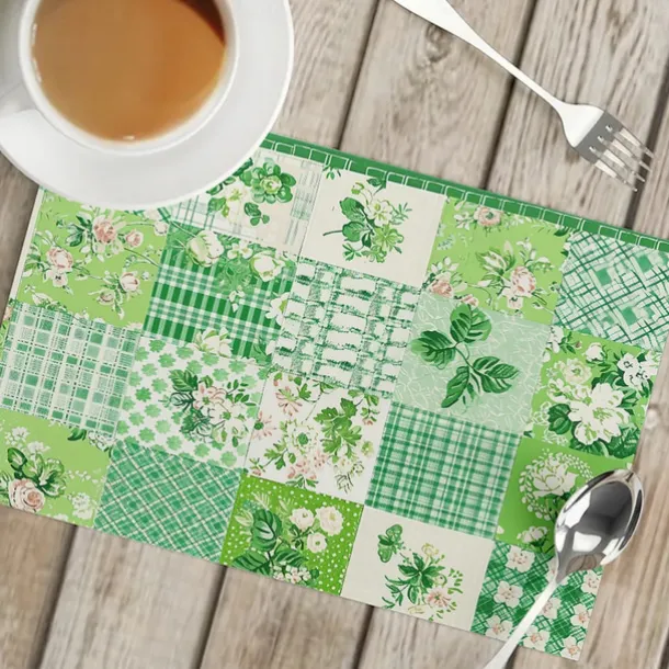 1PC Rural American Floral Placemat Table Mat 12x18 Inch Table Mats for Party Kitchen Dining Decoration