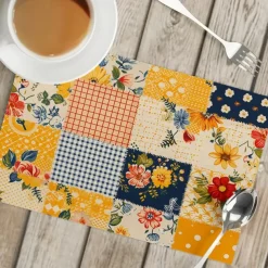 1PC Rural American Floral Placemat Table Mat 12x18 Inch Table Mats for Party Kitchen Dining Decoration