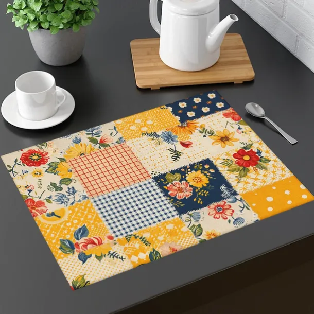 1PC Rural American Floral Placemat Table Mat 12x18 Inch Table Mats for Party Kitchen Dining Decoration