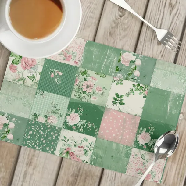 1PC Rural American Floral Placemat Table Mat 12x18 Inch Table Mats for Party Kitchen Dining Decoration
