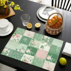 1PC Rural American Floral Placemat Table Mat 12x18 Inch Table Mats for Party Kitchen Dining Decoration