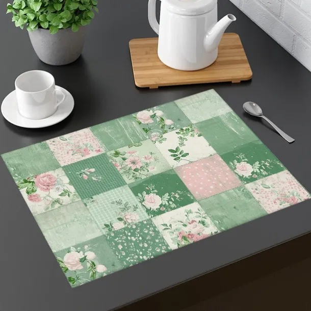 1PC Rural American Floral Placemat Table Mat 12x18 Inch Table Mats for Party Kitchen Dining Decoration
