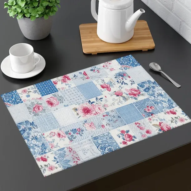 1PC Rural American Floral Placemat Table Mat 12x18 Inch Table Mats for Party Kitchen Dining Decoration