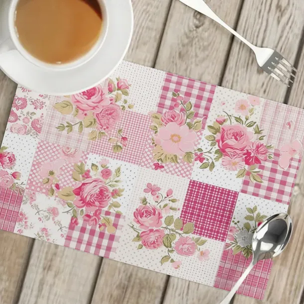 1PC Rural American Floral Placemat Table Mat 12x18 Inch Table Mats for Party Kitchen Dining Decoration