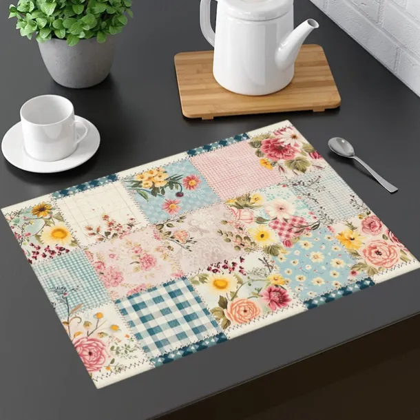 1PC Rural American Floral Placemat Table Mat 12x18 Inch Table Mats for Party Kitchen Dining Decoration
