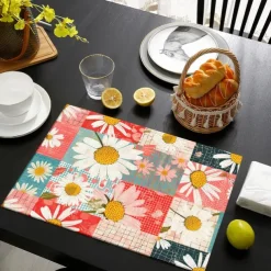 1PC Rural American Floral Placemat Table Mat 12x18 Inch Table Mats for Party Kitchen Dining Decoration