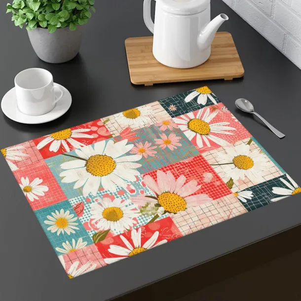 1PC Rural American Floral Placemat Table Mat 12x18 Inch Table Mats for Party Kitchen Dining Decoration