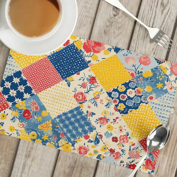 1PC Rural American Floral Placemat Table Mat 12x18 Inch Table Mats for Party Kitchen Dining Decoration