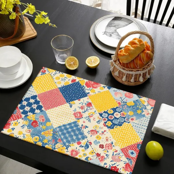1PC Rural American Floral Placemat Table Mat 12x18 Inch Table Mats for Party Kitchen Dining Decoration