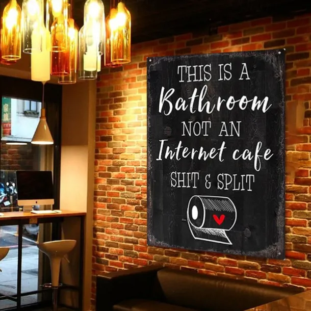 1pc Sarcastic Metal Tin Sign Bathroom Decor Wall Decor Signs This Is Bathroom Not An Internet 20x30cm/8''x12''