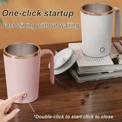 1pc Self Stirring Mug Electric Mixing Cup Magnetic Stirring Cup Rechargeable Auto Magnetic Mug Self Stirring Coffee Mug Rotating Home Office Travel Stirring Cup Suitable For Coffee Milk Cocoa