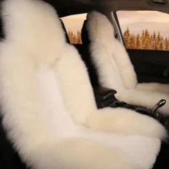 1pc Sheepskin Fur Car Seat Cover Universal, Wool Car Cushion Case, Front Seat Cover, Christmas Gift