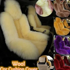 1pc Sheepskin Fur Car Seat Cover Universal, Wool Car Cushion Case, Front Seat Cover, Christmas Gift