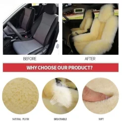 1pc Sheepskin Fur Car Seat Cover Universal, Wool Car Cushion Case, Front Seat Cover, Christmas Gift