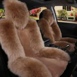 1pc Sheepskin Fur Car Seat Cover Universal, Wool Car Cushion Case, Front Seat Cover, Christmas Gift