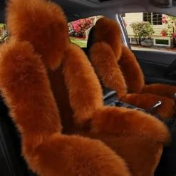1pc Sheepskin Fur Car Seat Cover Universal, Wool Car Cushion Case, Front Seat Cover, Christmas Gift