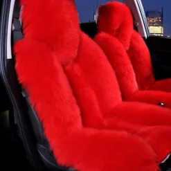 1pc Sheepskin Fur Car Seat Cover Universal, Wool Car Cushion Case, Front Seat Cover, Christmas Gift