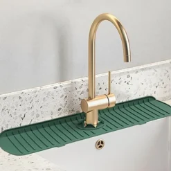 1pc Silicone Faucet Mat & Splash Guard, (Upgraded Design) Faucet Handle Water Drip Catcher Tray And Splash Guard, BPA Free Kitchenguard Sink Gadgets