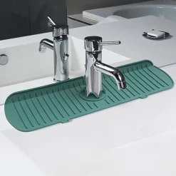 1pc Silicone Faucet Mat & Splash Guard, (Upgraded Design) Faucet Handle Water Drip Catcher Tray And Splash Guard, BPA Free Kitchenguard Sink Gadgets