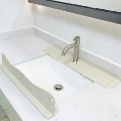 1pc Silicone Faucet Mat & Splash Guard, (Upgraded Design) Faucet Handle Water Drip Catcher Tray And Splash Guard, BPA Free Kitchenguard Sink Gadgets