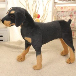 1pc Simulative Black Dog Simulative Dog Plush Toy Cute Dog Decoration Dog Doll For Friends and Pets(10.6 inch long)