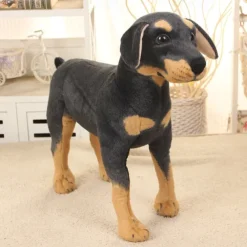 1pc Simulative Black Dog Simulative Dog Plush Toy Cute Dog Decoration Dog Doll For Friends and Pets(10.6 inch long)