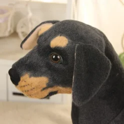 1pc Simulative Black Dog Simulative Dog Plush Toy Cute Dog Decoration Dog Doll For Friends and Pets(10.6 inch long)
