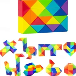 1PC Snake Fidget Toy Cube Twist Puzzle 24 Wedges Large Size Rainbow Magic Snake Toy Brain Teaser Stocking Stuffers Party Favors Game Goodie Bags Fillers for Teenagers Adults Teens