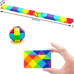 1PC Snake Fidget Toy Cube Twist Puzzle 24 Wedges Large Size Rainbow Magic Snake Toy Brain Teaser Stocking Stuffers Party Favors Game Goodie Bags Fillers for Teenagers Adults Teens