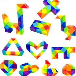 1PC Snake Fidget Toy Cube Twist Puzzle 24 Wedges Large Size Rainbow Magic Snake Toy Brain Teaser Stocking Stuffers Party Favors Game Goodie Bags Fillers for Teenagers Adults Teens