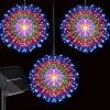 1pc Solar Firework Lights Solar Panel With 3pcs Hanging 270LEDs Starburst Lights Copper Wire Outdoor Waterproof Lights 8 Lighting Modes Fairy Decorative String Lights for Patio Umbrella, Eave, Garden