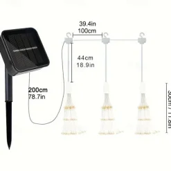 1pc Solar Firework Lights Solar Panel With 3pcs Hanging 270LEDs Starburst Lights Copper Wire Outdoor Waterproof Lights 8 Lighting Modes Fairy Decorative String Lights for Patio Umbrella, Eave, Garden