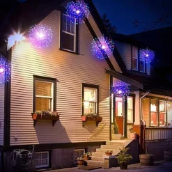 1pc Solar Firework Lights Solar Panel With 3pcs Hanging 270LEDs Starburst Lights Copper Wire Outdoor Waterproof Lights 8 Lighting Modes Fairy Decorative String Lights for Patio Umbrella, Eave, Garden