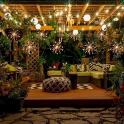 1pc Solar Firework Lights Solar Panel With 3pcs Hanging 270LEDs Starburst Lights Copper Wire Outdoor Waterproof Lights 8 Lighting Modes Fairy Decorative String Lights for Patio Umbrella, Eave, Garden