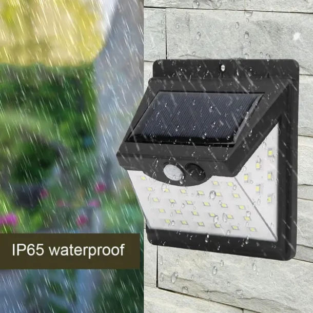 1pc Solar Motion Sensor Light 40LED Tri-side Outdoor Solar Light Waterproof for Lane Courtyard Garage Porch Wireless Safety Lighting 6500K Pure White Black