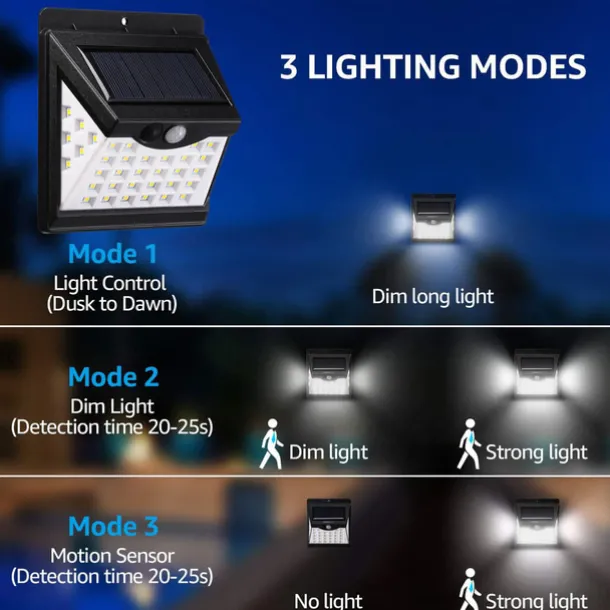 1pc Solar Motion Sensor Light 40LED Tri-side Outdoor Solar Light Waterproof for Lane Courtyard Garage Porch Wireless Safety Lighting 6500K Pure White Black