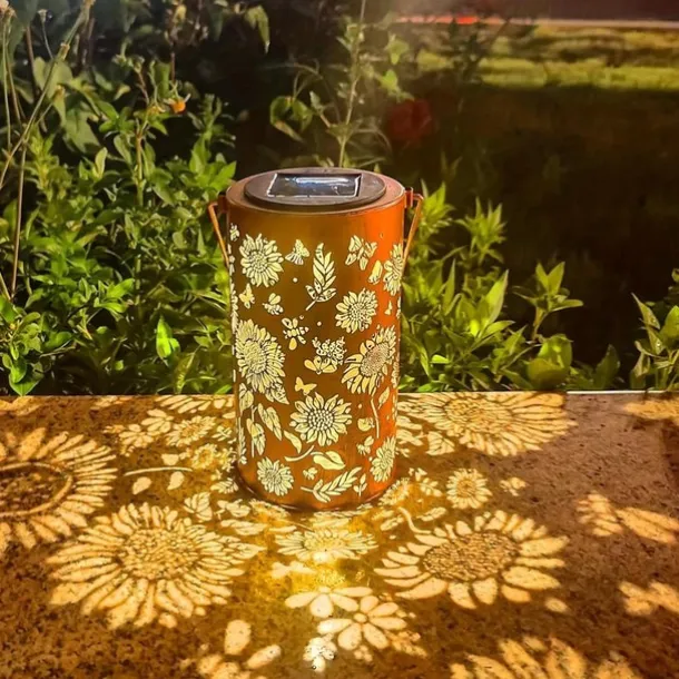 1pc Solar Outdoor Hanging Lanterns, Sunflower Element Solar Lights, Outdoor Waterproof Garden Lights, Metal Lanterns, Solar Table Lamps LED Lights Suitable for Gardens, Courtyards, Lawns, Aisles