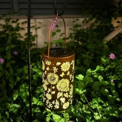 1pc Solar Outdoor Hanging Lanterns, Sunflower Element Solar Lights, Outdoor Waterproof Garden Lights, Metal Lanterns, Solar Table Lamps LED Lights Suitable for Gardens, Courtyards, Lawns, Aisles