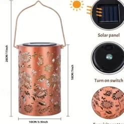 1pc Solar Outdoor Hanging Lanterns, Sunflower Element Solar Lights, Outdoor Waterproof Garden Lights, Metal Lanterns, Solar Table Lamps LED Lights Suitable for Gardens, Courtyards, Lawns, Aisles