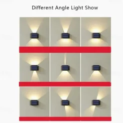 1pc Solar Outdoor Wall Lights Adjustable Beam Size, Outdoor IP65 Waterproof LED Solar Up and Down Lighting Household Garden Porch Outdoor Sunlight Wall Lamp Courtyard Garden Garage Road Lighting 1PC
