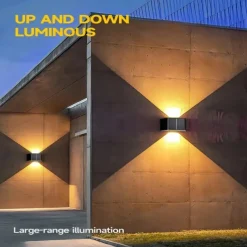1pc Solar Outdoor Wall Lights Adjustable Beam Size, Outdoor IP65 Waterproof LED Solar Up and Down Lighting Household Garden Porch Outdoor Sunlight Wall Lamp Courtyard Garden Garage Road Lighting 1PC
