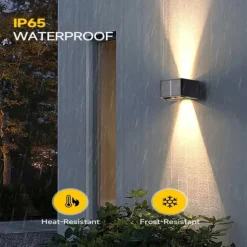 1pc Solar Outdoor Wall Lights Adjustable Beam Size, Outdoor IP65 Waterproof LED Solar Up and Down Lighting Household Garden Porch Outdoor Sunlight Wall Lamp Courtyard Garden Garage Road Lighting 1PC
