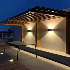 1pc Solar Outdoor Wall Lights Adjustable Beam Size, Outdoor IP65 Waterproof LED Solar Up and Down Lighting Household Garden Porch Outdoor Sunlight Wall Lamp Courtyard Garden Garage Road Lighting 1PC