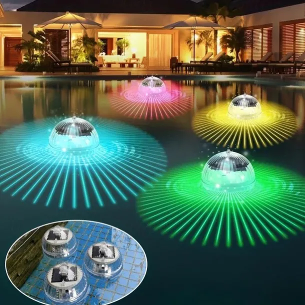 1pc Solar Projection Pool Light, Floating Swimming Light, Outdoor Waterproof Pool Light Colorful Transparent Decorative Light Water Float Light Pathway Lights