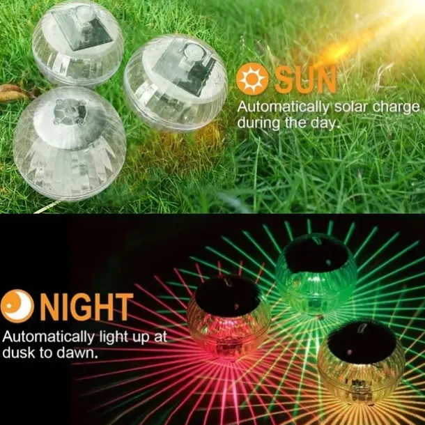 1pc Solar Projection Pool Light, Floating Swimming Light, Outdoor Waterproof Pool Light Colorful Transparent Decorative Light Water Float Light Pathway Lights