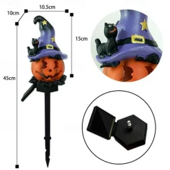1pc Solar Pumpkin Lighted Ghost Lawn Light Halloween Outdoor Garden Lights Waterproof Garden Park Walkway Landscape Decoration Resin Pumpkin Light Outdoor Halloween Light Up Decorations