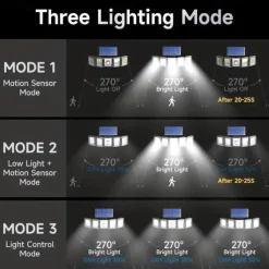 1PC Solar Wall Lamp with Remote Control, Outdoor Solar Projection Light, 5-head Solar 300LED Light, Outdoor Motion Sensor Waterproof Wide-angle Lighting Wall Lamp, Garden Courtyard Street Lamp