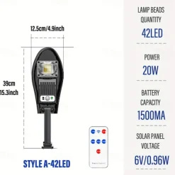 1pc Solar Wall Light 42/84/126/168LED Solar Street Light, Outdoor Waterproof LED for Garden and Wall with Adjustable Angle
