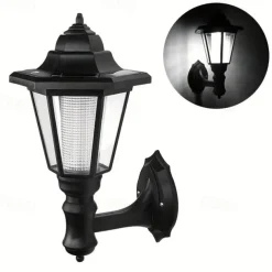 1pc Solar Wall Light Outdoor, Solar Hexagonal Light, IP65 Waterproof, Solar Fence Light, Auto On/Off Retro LED Wall Lamp, Heat Resistant Light Decor, Solar Landscape Light (White/Warm Light)