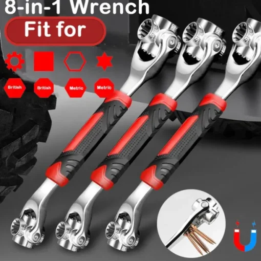 1pc Spanner Socket Wrench, Multi-Functional Spanner Tools With Spline Bolts 360 Degree Rotating Head, Universal Wrench For Furniture Car Repair